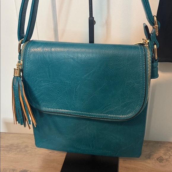 Long & Son London | Turquoise Tassel Shoulder Bag - adjustable length strap - - Picture 2 of 5